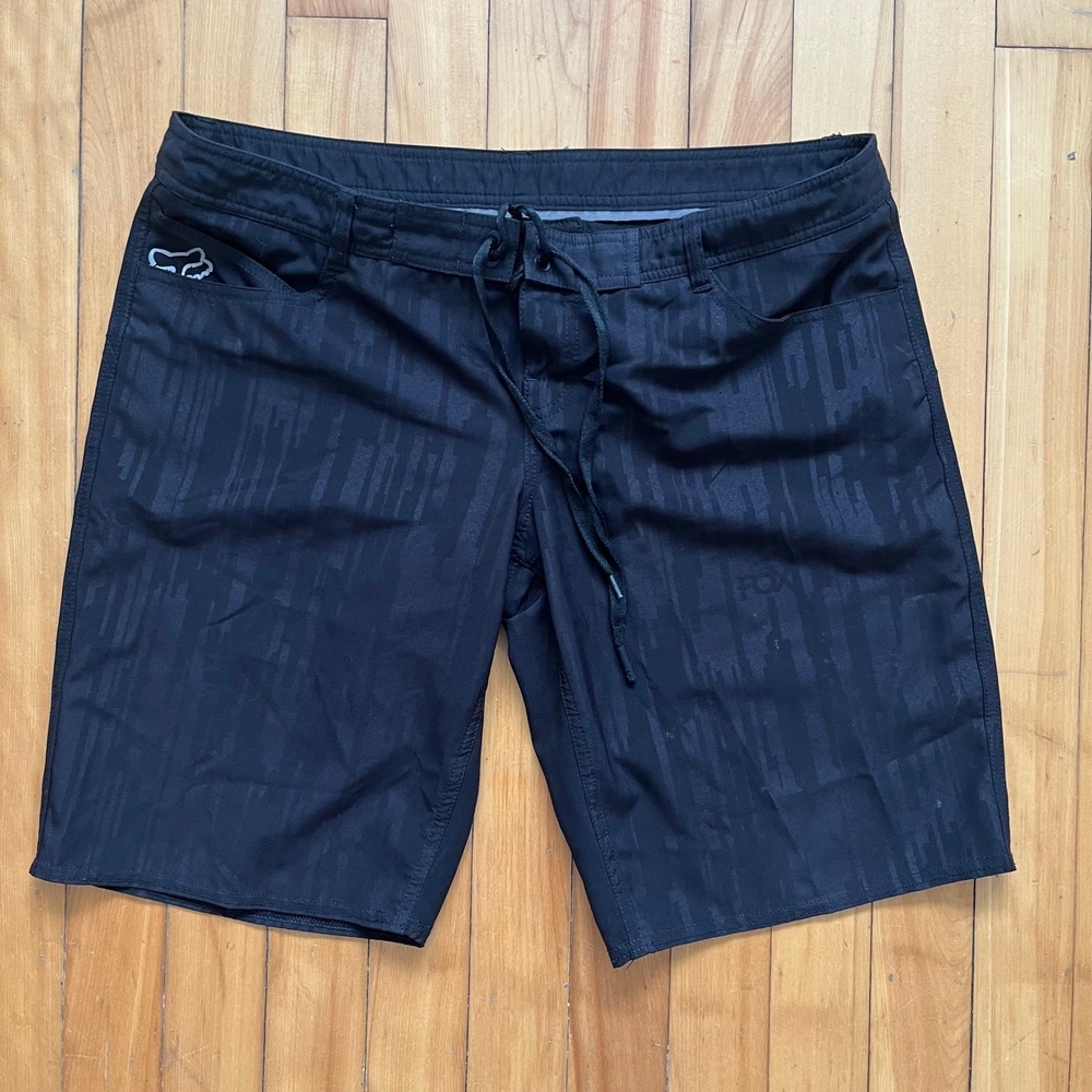Fox Racing Mens Black Tonal Print Board Shorts Swim Trunks Size 9/36 waist